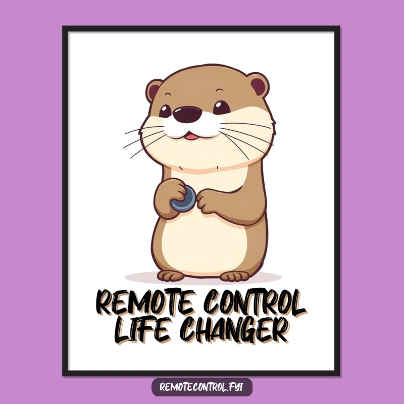 Free Printable Wall Art: Otter with Invisible Remote - Funny Downloadable Decor