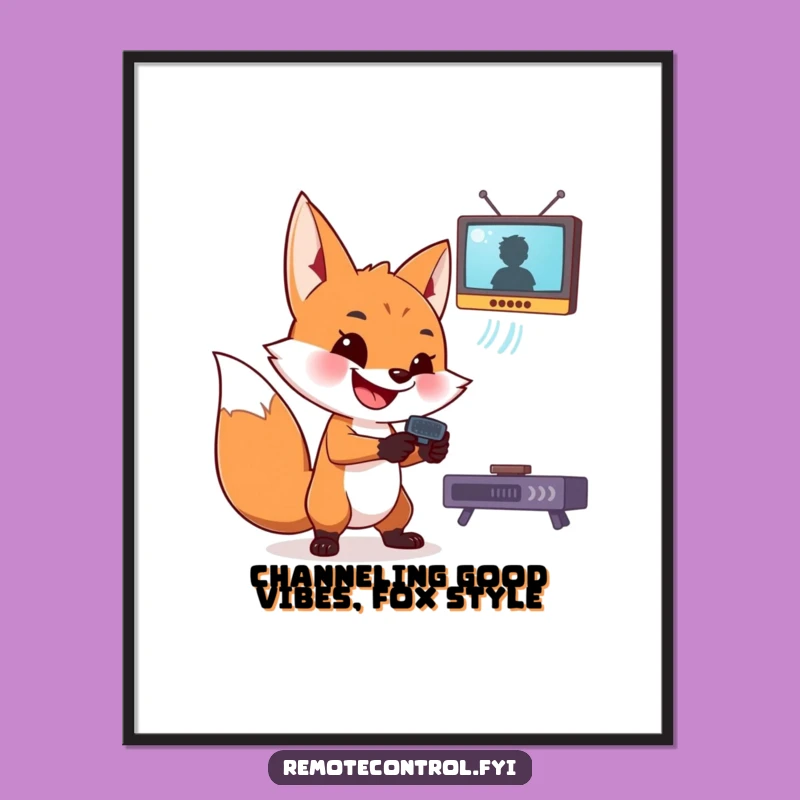 Funny Free Printable Wall Art: Fox Remote Control Master - Humorous Downloadable Decor!