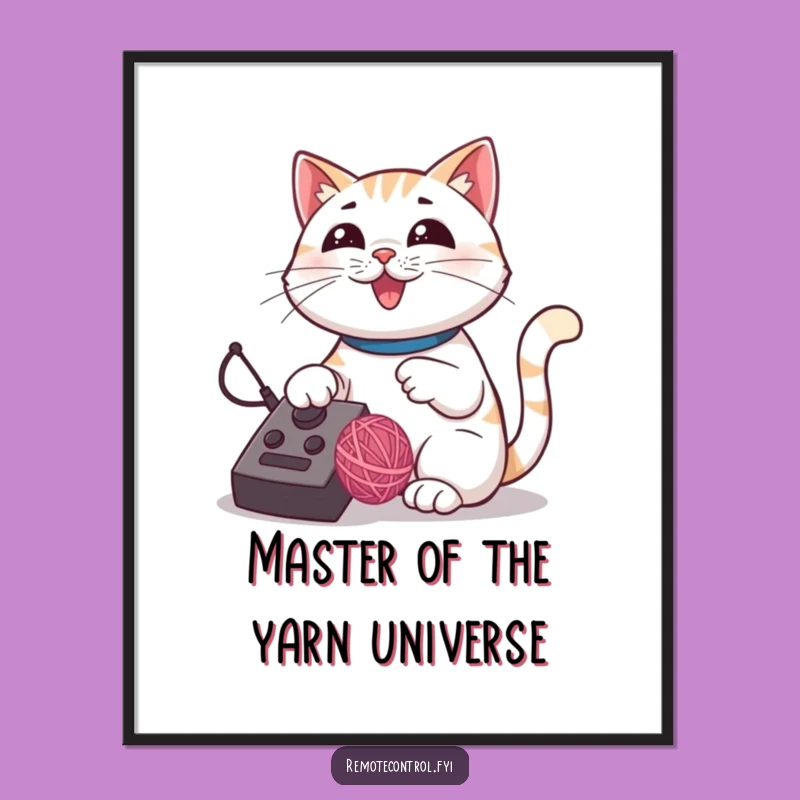 Free Printable Wall Art: Cat Remote Yarn Funny Downloadable Decor for Your Home