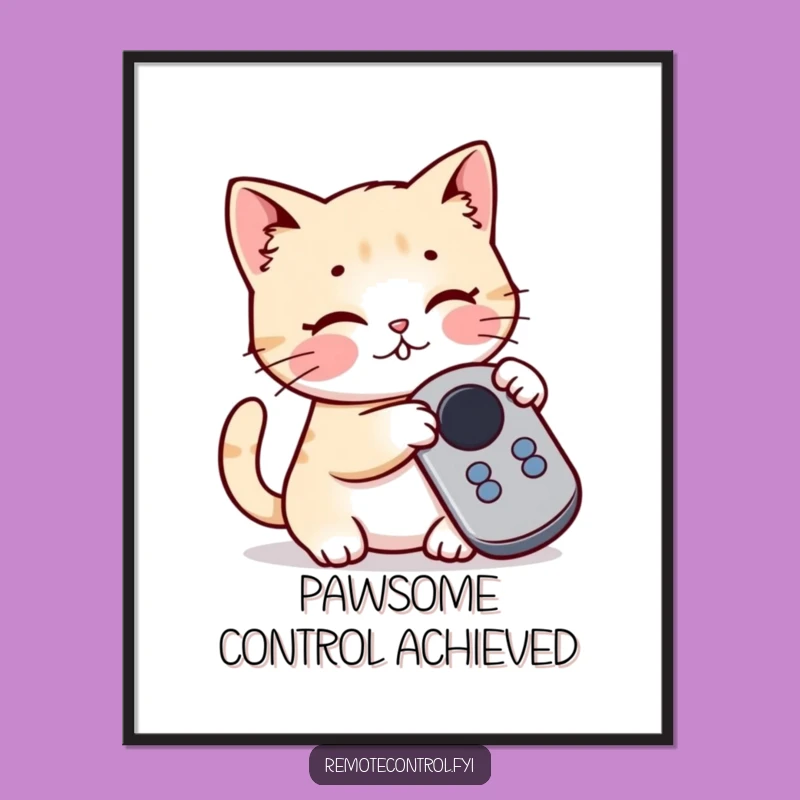 Playful Cat Remote Wall Art: Funny Free Printable Downloadable Art