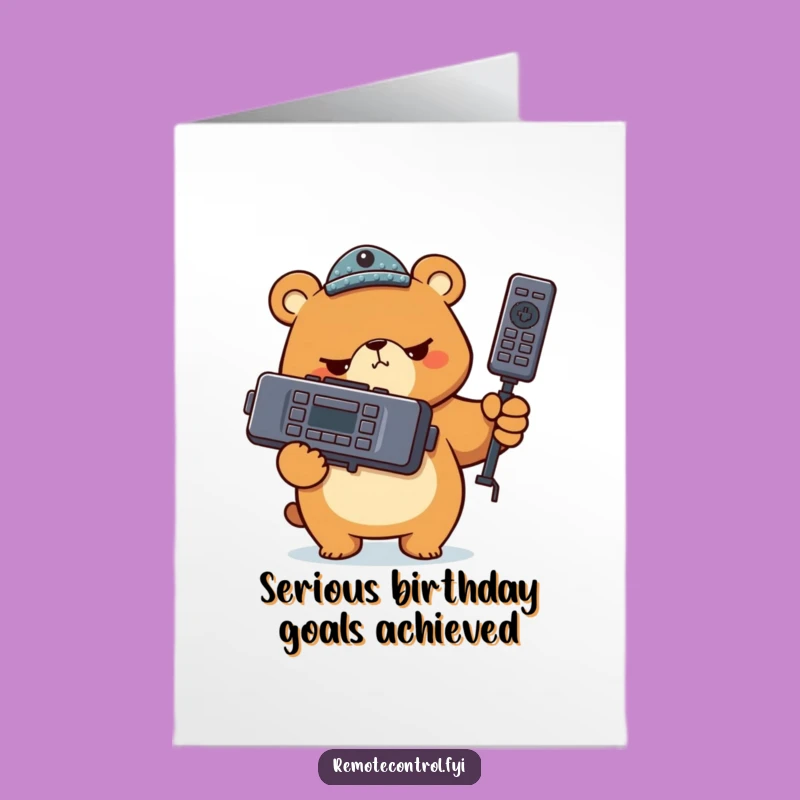 Free Printable Bear Birthday Card: Giant Remote - Serious Funny Downloadable Gift