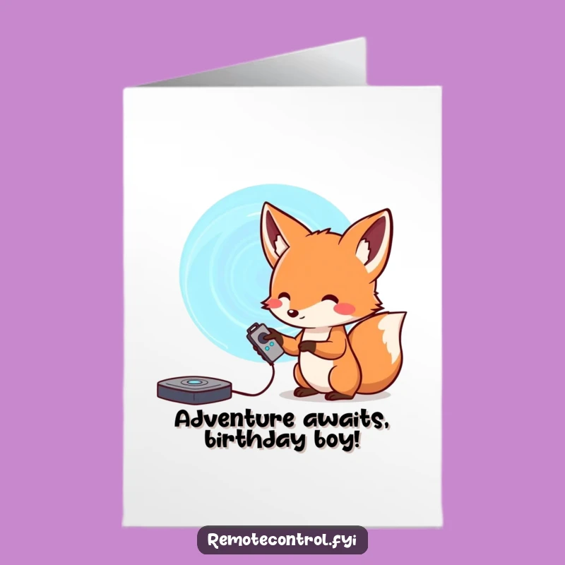 Free Printable Birthday Card: Fox Portal Adventure Downloadable Gift