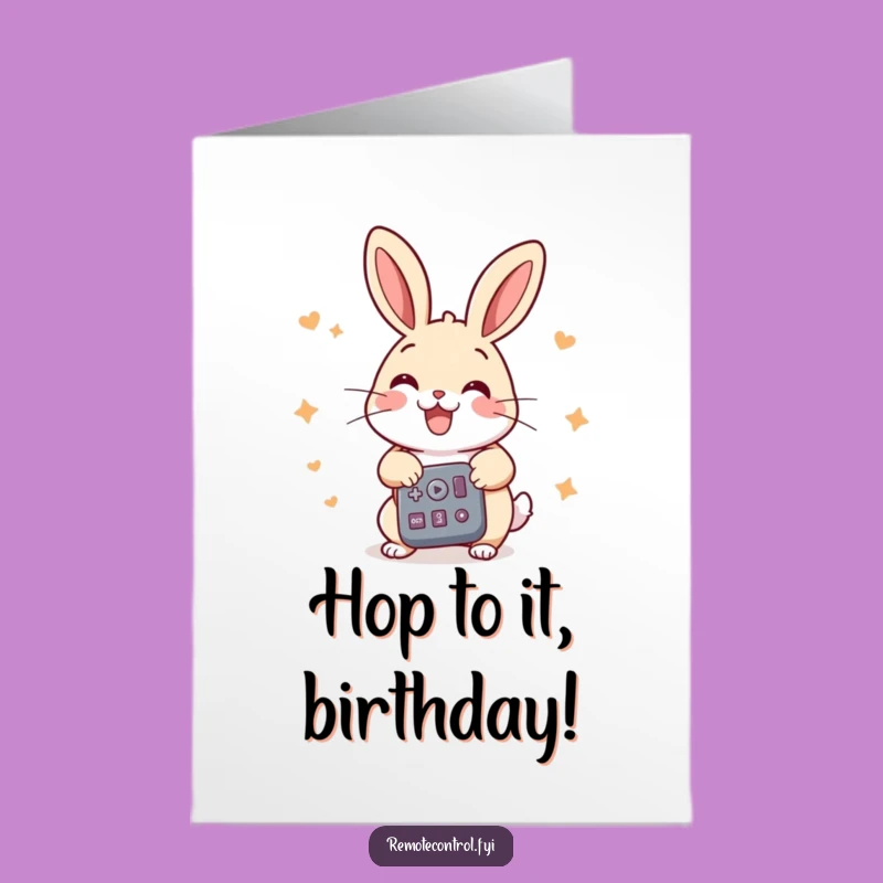 Free Printable Birthday Card: Energetic Rabbit Button Masher Downloadable Gift