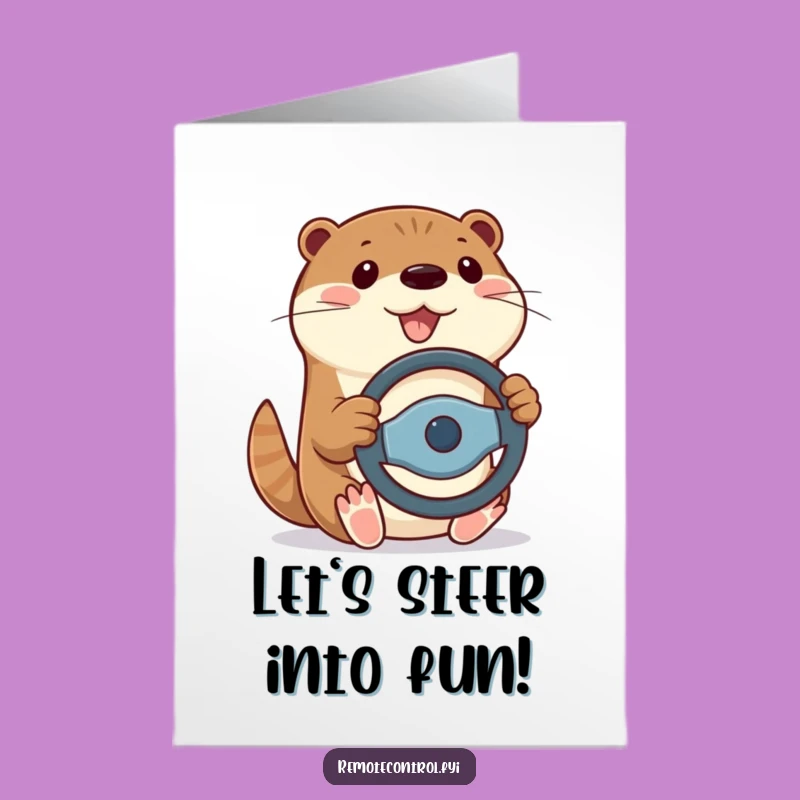 Free Printable Funny Otter Birthday Card: Joyful Driver, Downloadable Gift for Fun Lovers