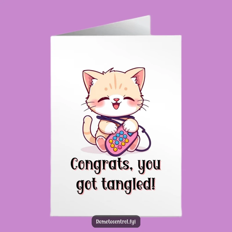 Free Printable Funny Kitten Congrats Card - Cord Chaos Celebration Downloadable Gift