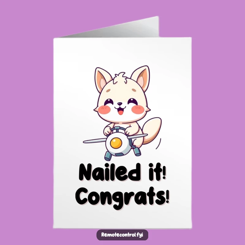 Free Printable Congrats Card: Happy Toy Flyer Animal - Quick Download Celebration
