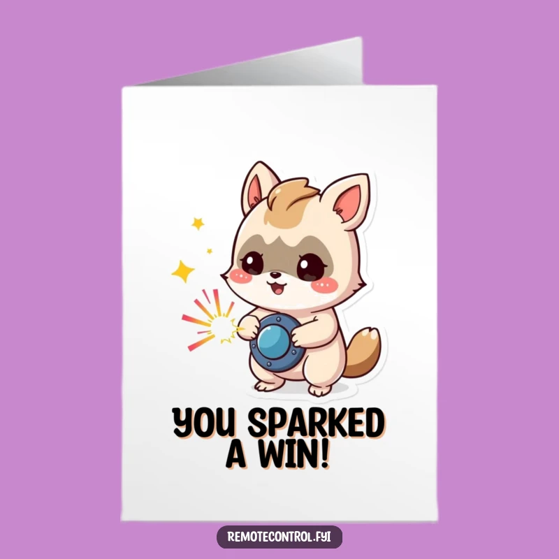 Free Printable Congrats Card: Mischief Animal Sparking Your Big Win