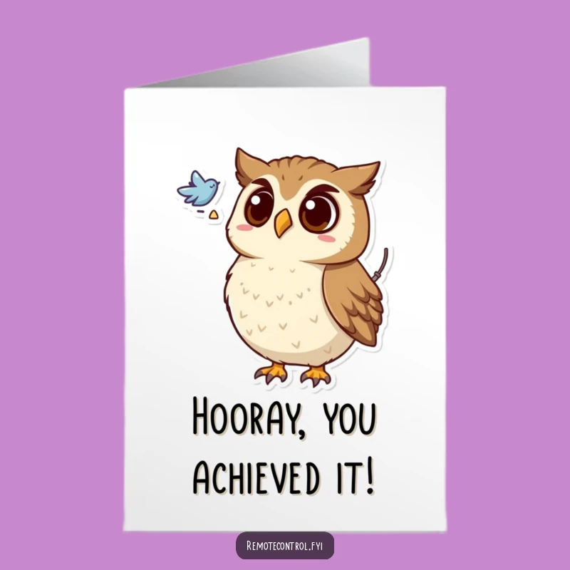 Free Printable Congrats Card: Owl's Unexpected Success Downloadable Gift
