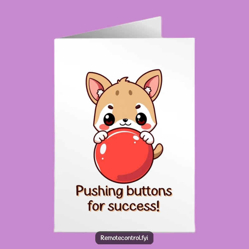 Free Printable Congrats Card: Determined Animal Pushing Button for Your Success