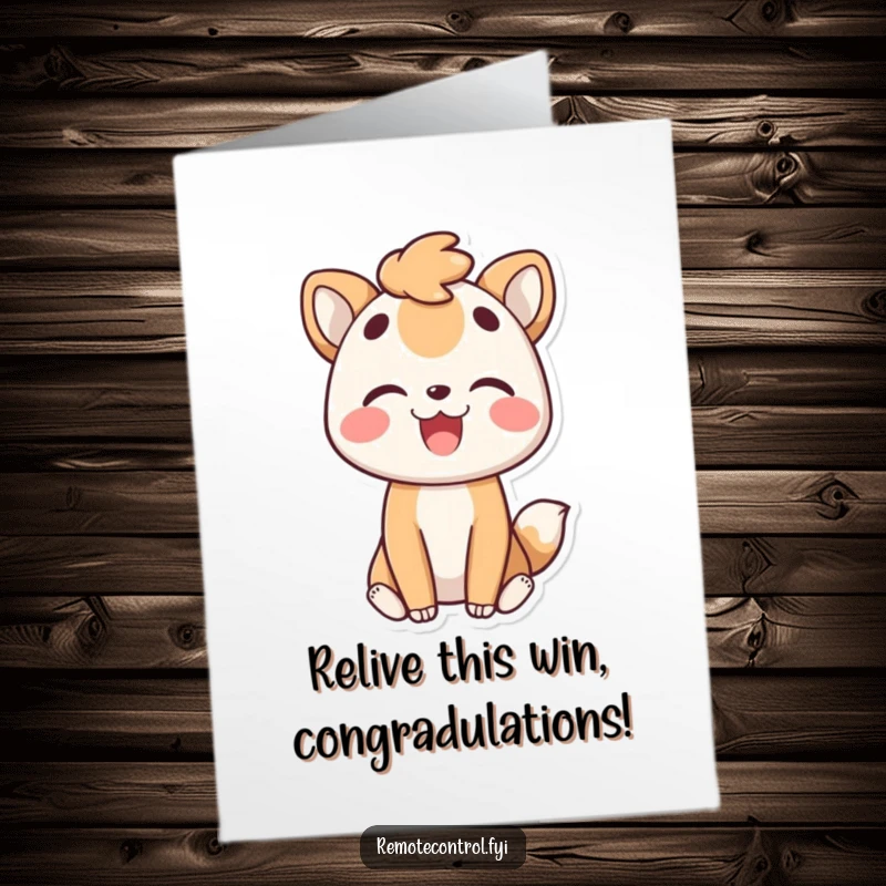 Funny Free Printable Congratulations Card: Joyful animal pleased expression rewinding a moment of great success.