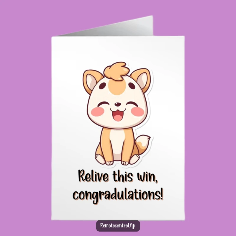 Free Printable Congrats Card: Joyful Animal Rewinding Your Success