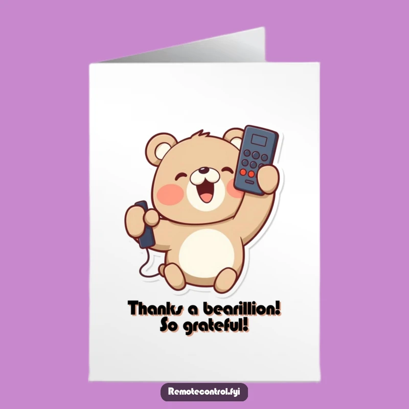Free Printable Bear Thank You Card: Funny Remote Oops, Downloadable Gift
