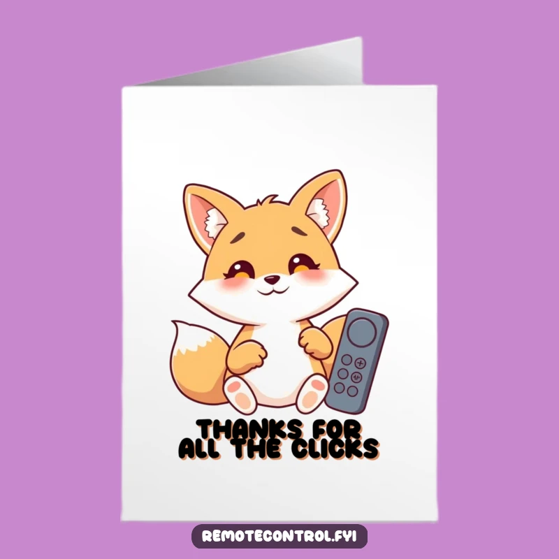 Free Printable Thank You Card: Giggling Fox Remote Mishap Funny Digital Gift