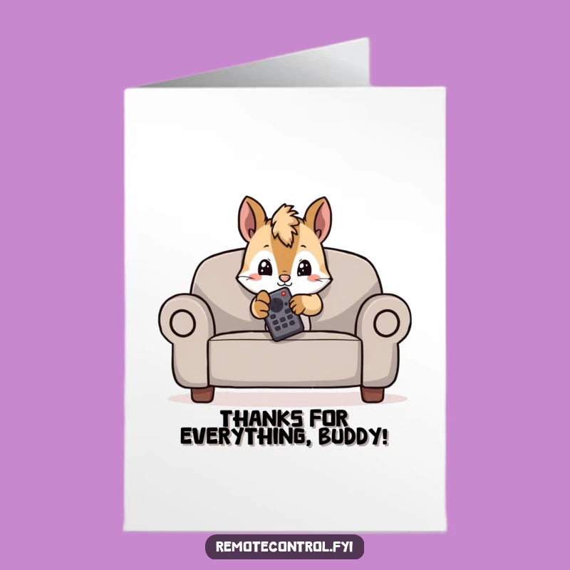 Free Printable Thank You Card: Mischievous Squirrel Remote Funny Gratitude
