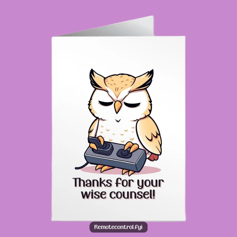 Free Printable Thank You Card: Owl Remote Control Concentration, Humorous Downloadable Gift