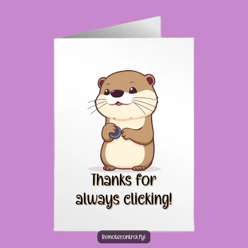 Free Printable Thank You Card: Otter Mimics Remote - Humorous Downloadable Appreciation Gift