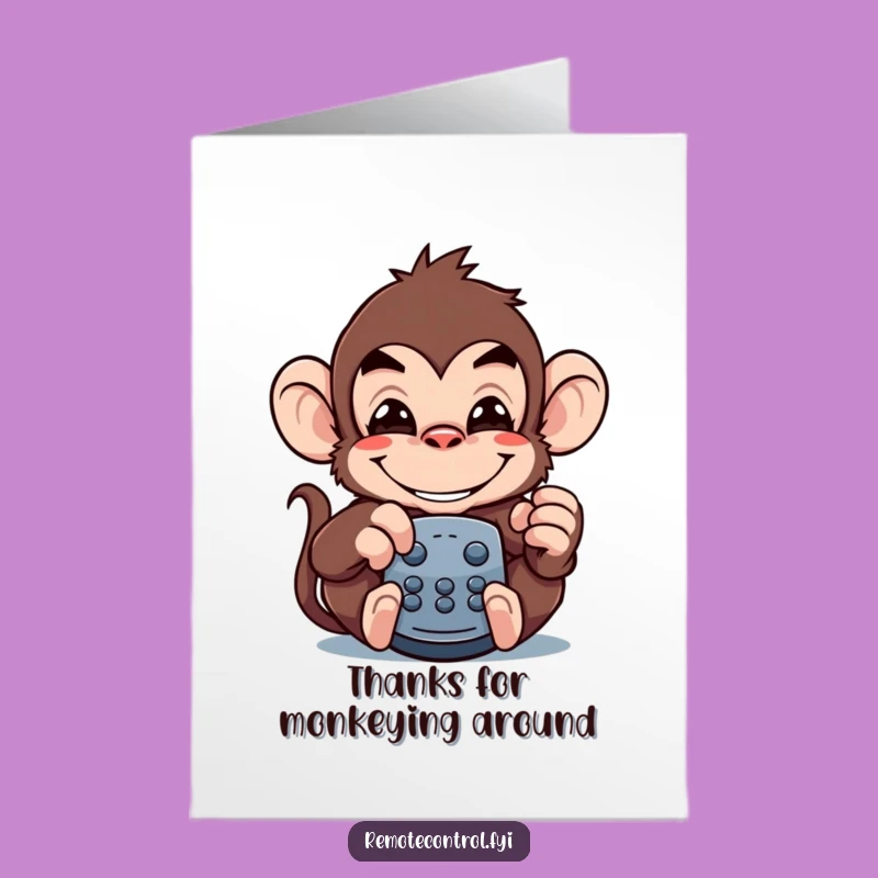 Free Printable Thank You Card: Monkey Remote Smile for Funny Downloadable Gift