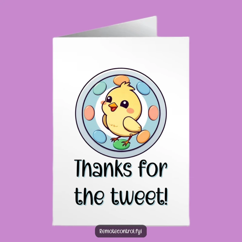 Free Printable Thank You Card: Bird Pecks Remote - Cute Funny Downloadable Gift