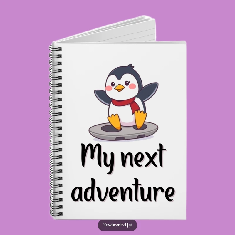 Funny Penguin Remote Surfer Notebook: Determined penguin shredding on a remote, a perfect funny gift.
