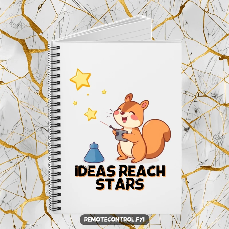 Funny Squirrel Notebook: Joyful squirrel character using a remote control to launch a bright star into the sky, inspiring ambitious notes.
