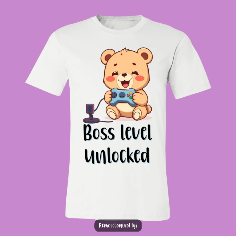 Funny Bear Cub Video Game T-Shirt: Delighted Cub Mastering the Controller, Ideal Funny Gift
