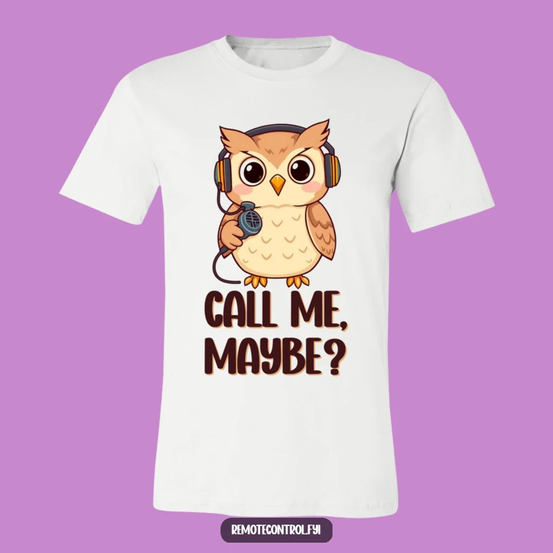 Funny Owl Gamer T-Shirt: Cool headset owl with remote microphone, a perfect gift for gamers.