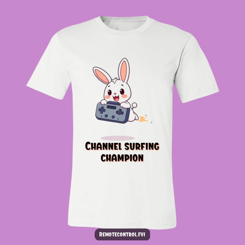 Funny Bunny Zooming Remote T-Shirt: Comedic Apparel for Ultimate Relaxation