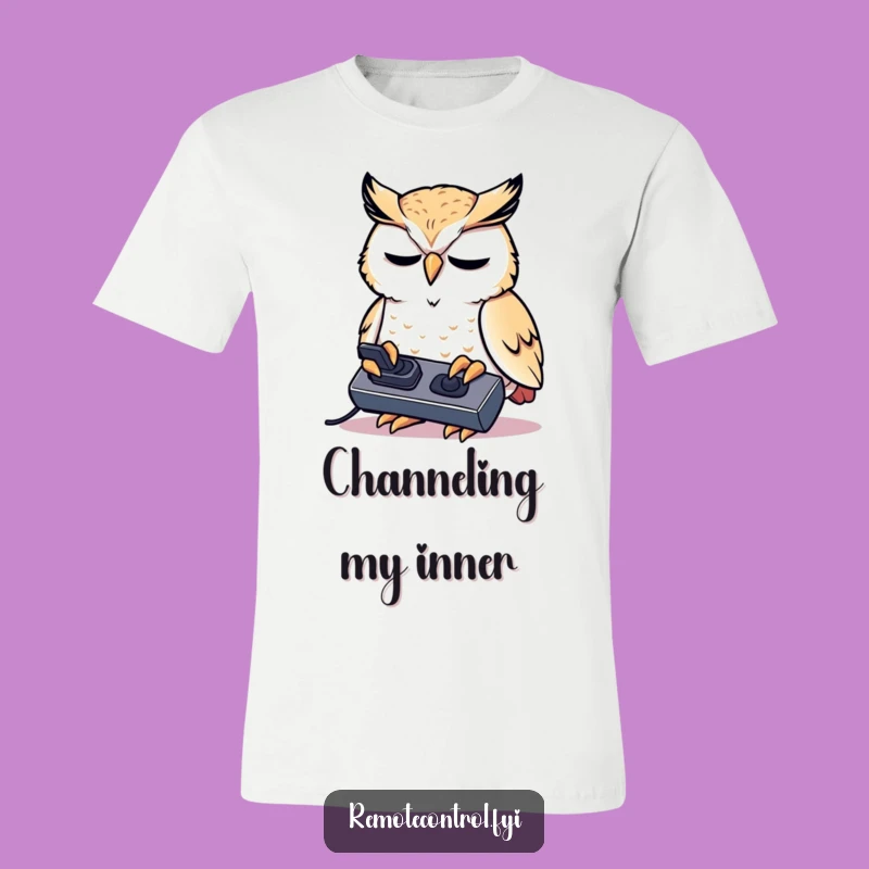 Funny Owl Remote T-Shirt - Intense Concentration Gaming Tee!