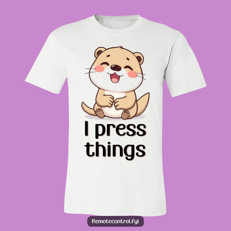 Funny Otter Tapping Buttons T-Shirt: Hilarious Graphic Tee for Otter and Tech Enthusiasts