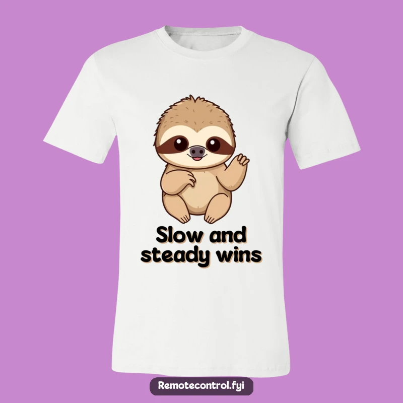 Funny Sloth Button Push T-Shirt: Slow and Steady Wins