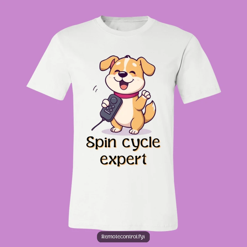 Funny Dog Remote Spin T-Shirt: Comedic Canine Controller Gift