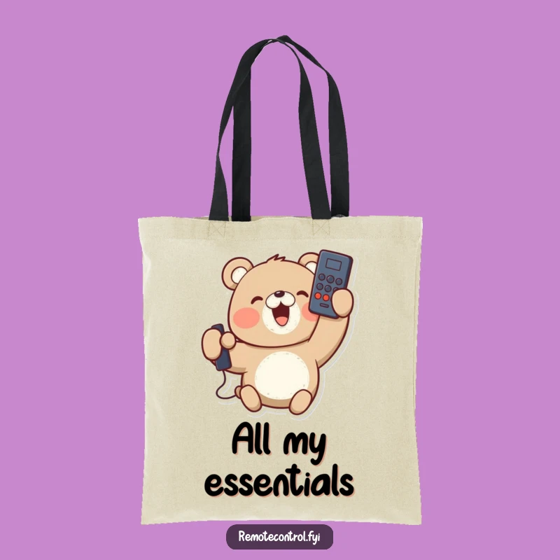 Funny Upside Down Remote Bear Tote Bag - Hilarious Shopping Companion, Great Gift