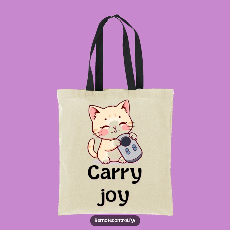 Funny Cat Tote Bag: Remote Control Mischief, Perfect Humorous Gift