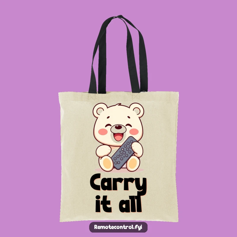 Funny Bear Tote Bag: Remote Control Command, Perfect Humorous Gift