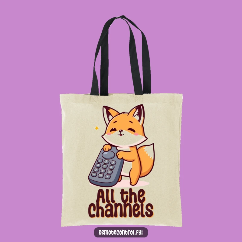 Funny Fox Tote Bag: Remote Control Master, Perfect Humorous Gift
