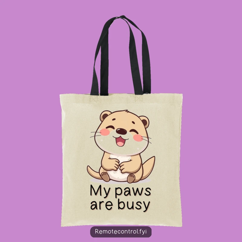 Funny Otter Tapping Buttons Tote Bag: Carry Your Essentials with Humor