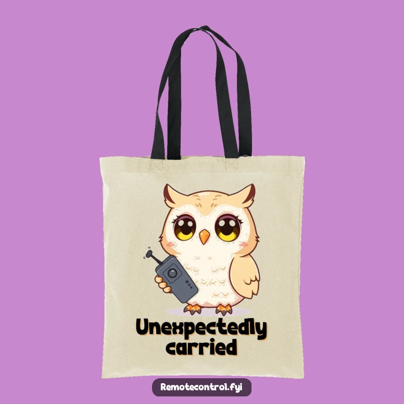 Funny Shy Owl Tote Bag: Surprise Remote Holder, Stylish Funny Gift for Everyday